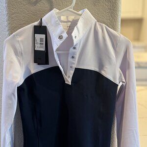 *NWT* Maximilian Equestrian Era Long Sleeve Show Shirt Navy/White - Women's XS